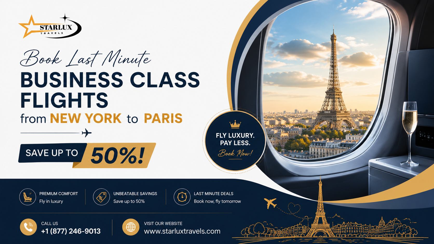 Book Last Minute Business Class Flights from New York to Paris | Save Up to 50%