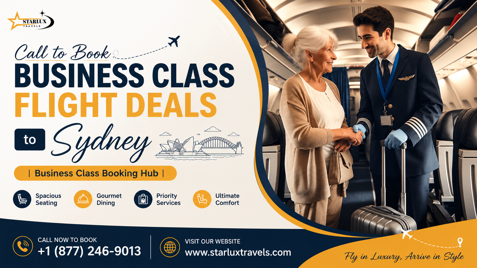 call to book business class flight deals to Sydney